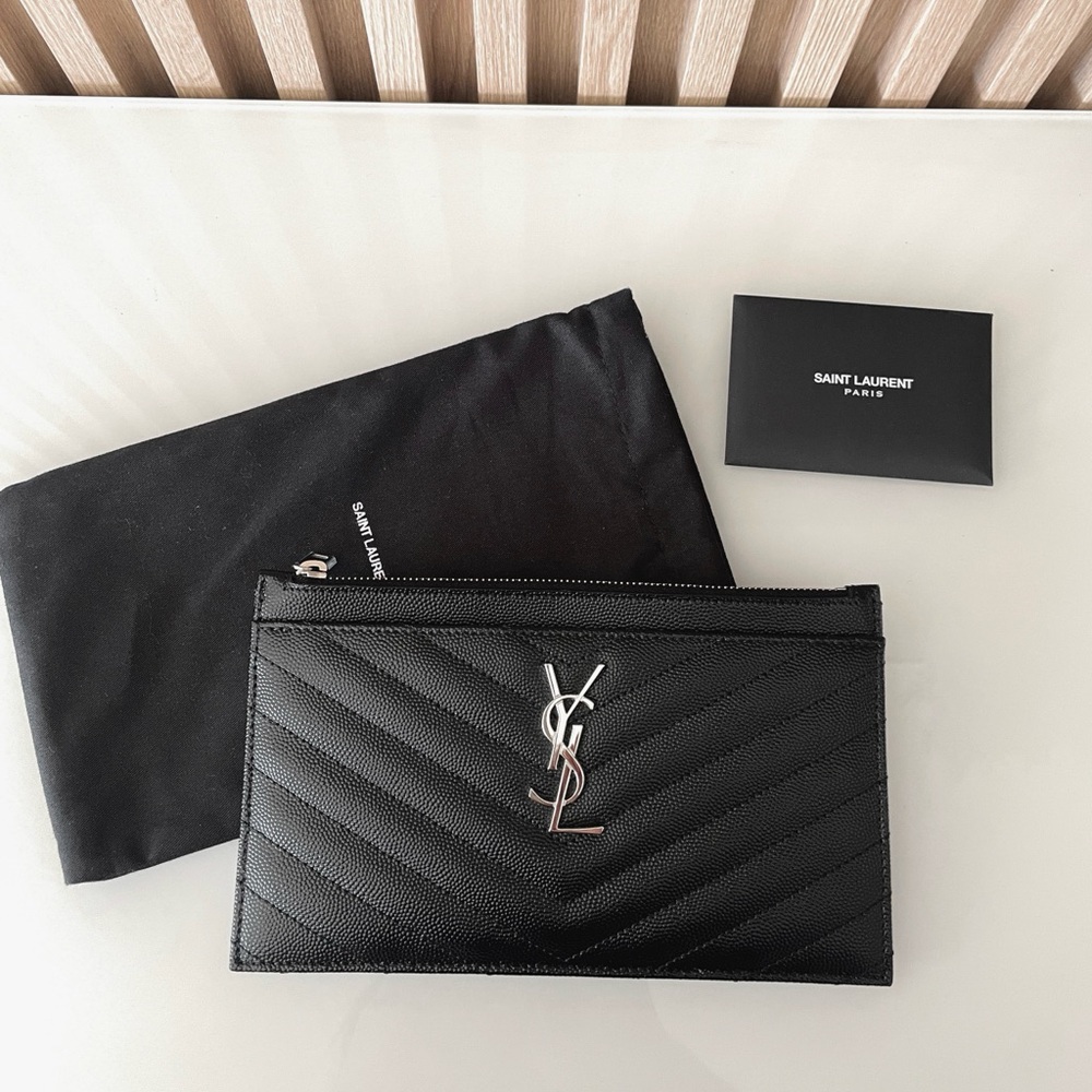 Saint Laurent Monogram Leather Card Pouch